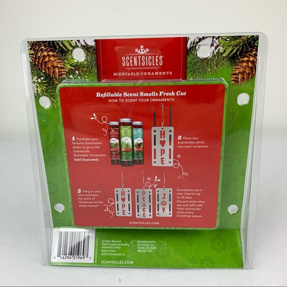 Scentsicles Scentable Ornament Holders Metal 3-Pack ~ Hope Joy Peace Reusable - Picture 6 of 10